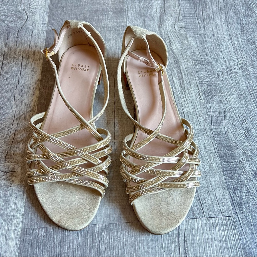 Stuart Weitzman Gold Strappy Sandals